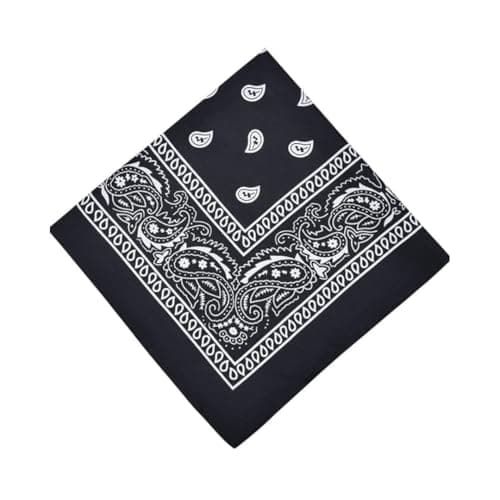 Image of Paisley Bandana - Multifunctional Headwear for Outdoor Adventures 55x55cm - Perfect for Cycling, Hiking, Running, Yoga, Motorcycling, and More (Black)
