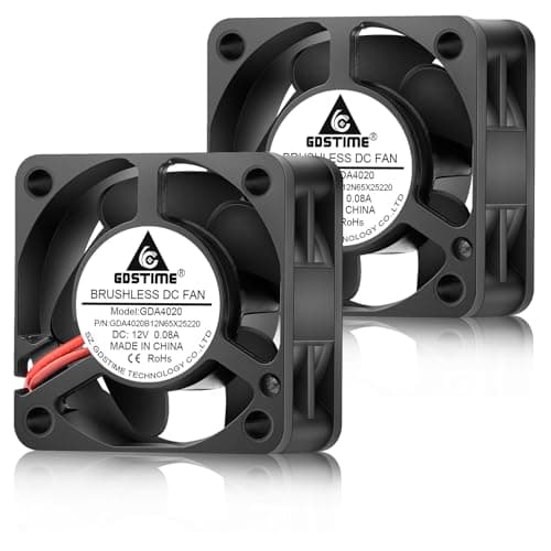 Image of GDSTIME 40mm 12V Cooling Fan - 2 Pack High Performance Dual Ball Bearing 6500 RPM Computer Fans for 3D Printer (40x40x20mm)