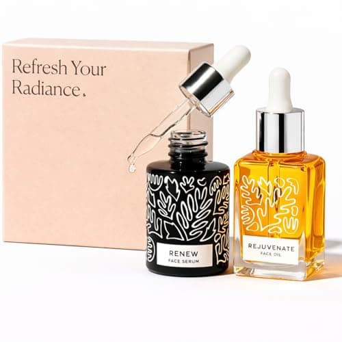 Image of The Night Serum Double Set | Resurfacing Face Serum & Restorative Face Oil for Overnight Renewal | With Hyaluronic Acid, Argan Oil & Fruit Acids | Vegan Night Skincare Gift Set | Revolution Skincare