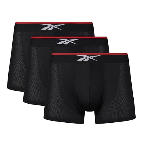 Image of Reebok Glynn Boxers For Men | Pack of 3 Sports Trunks, Breathable & Stretchable Men's Underwear | Multipack Boxer Shorts, Black