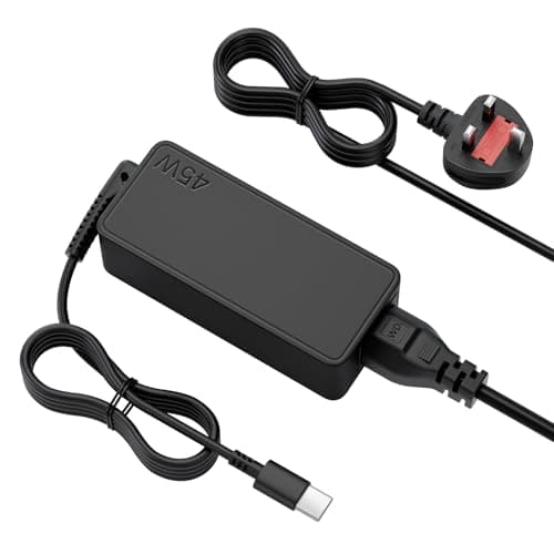 Image of 45W USB-C Laptop Charger Compatible with HP, Lenovo, Dell, Asus, Acer, Samsung, Chromebook – Fast Charging Power Adapter, Type-C Cable, UK Plug, 5V-20V Output