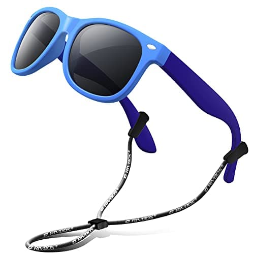 Image of RIVBOS Kids Sunglasses Polarized Rubber UV Protection with Glasses Strap for Boys Girls Baby and Children Age 3-10 RBK004-2