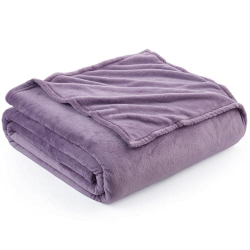 Image of EHEYCIGA Fleece Blanket Dusty Purple Throws for Sofas Fluffy Warm Soft Blanket for Bed Settees Armchairs, Fit All Season, Double Size, 150x200cm