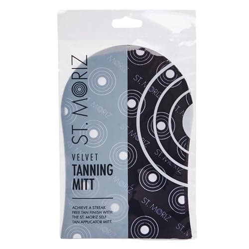 Image of St Moriz Velvet Tanning Mitt for Even Fake Tan Coverage, Stain Free Hands & Streak Free Finish, Reusable, Use with Any Self-Tanning Mousse, Mist, Lotion