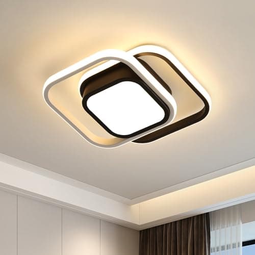 Image of Dorlink LED Ceiling Lights, 2 Squares Flush Mount Ceiling Lighting, 32W Black and White Ceiling Light Fitting for Bedroom Kitchen Hallway Dining Room Warm White 3000K