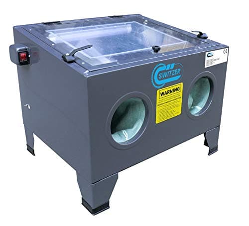 Image of SwitZer Sandblaster Cabinet for Glass Beads, Silica Sand, Alum Oxide, 100 PSI Maximum Shot Blaster Sandblastering with LED Light