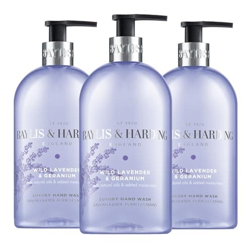 Image of Baylis & Harding Signature Wild Lavender & Geranium Hand Wash 500ml (Pack of 3) - Vegan Friendly