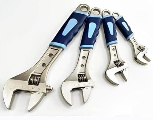Image of Unibos | 4Pcs Adjustable Spanner Set, 4 Sizes 6-8-10-12 Inches Adjustable Wrench Set Multifunctional Carbon Steel Shifter Spanners with Soft Grip Handle for Home Garage Maintenance Repair