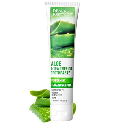 Image of Desert Essence - Carrageenan Free Aloe & Tea Tree Oil Toothpaste Peppermint - 6.25 oz.