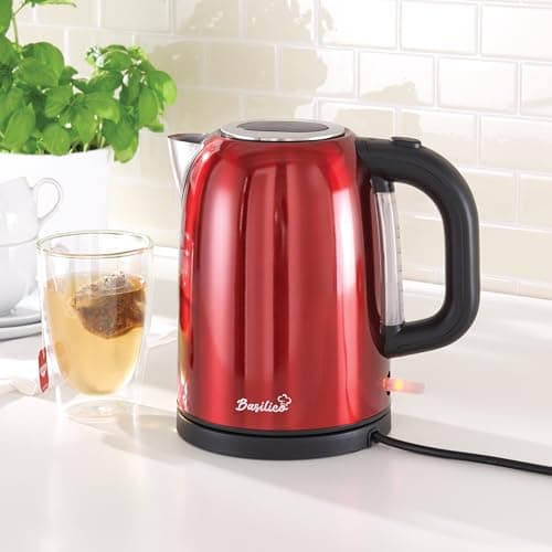 Image of Coopers of Stortford - Red Metallic Cordless Kettle with 1.7L Capacity - 360° Rotating Base, Non Drip Spout, Water Gauge & Removable Limescale Filter - Stainless Steel 2.2kW