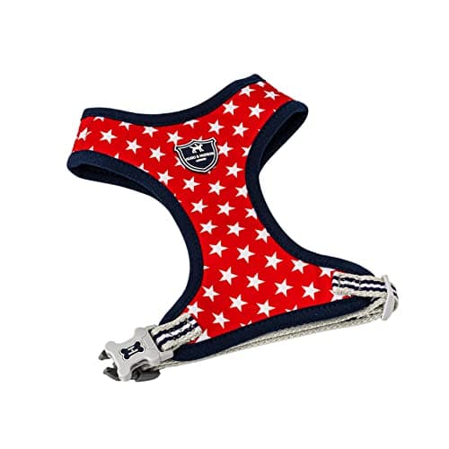 Image of HUGO & HUDSON Dog Harness No Pull Adjustable Fabric Rear Buckle Pet Vest, Red Star, S