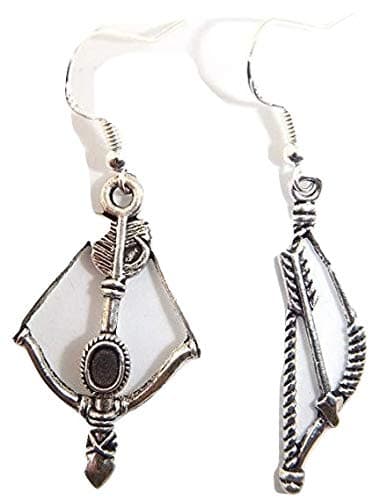 Image of Royal Swan Beautiful Tibetan Silver Mismatched KATNISS BOW AND ARROW HUNGER GAMES INSPIRED Earrings On Sterling Silver Hooks, Archer, Weapons, Native American Earrings