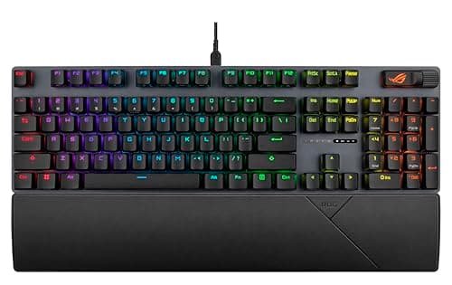Image of ASUS ROG Strix Scope II Gaming Keyboard, pre-lubed ROG NX Snow Linear Mechanical switches, Sound-dampening Foam, PBT doubleshot keycaps, Streaming hotkeys, Multi-Function Controls, Wrist Rest