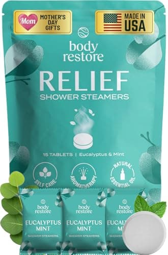 Image of Body Restore Shower Steamers Aromatherapy 15 Pack – Mothers Day Gifts for Mom, Spa Gifts for Women, Relaxation Stress Relief Self Care – Premium Eucalyptus Essential Oil Tablets