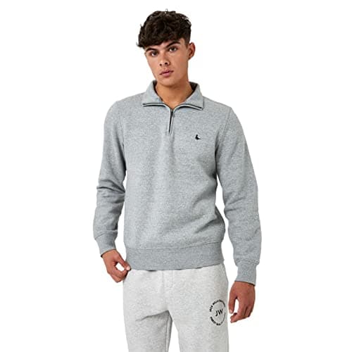 Image of Jack Wills Mens Quarter Zip Sweatshirt Sweater T Shirt Top Jumper Pullover Long Grey Marl L