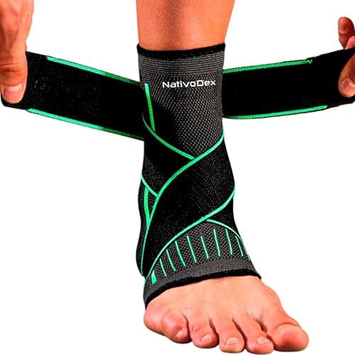 Image of NativoDex Ankle Support Brace – Adjustable Ankle Compression for Sprains, Plantar Fasciitis, Achilles Tendonitis, Ligament Injuries – Breathable Foot Brace for Men & Women