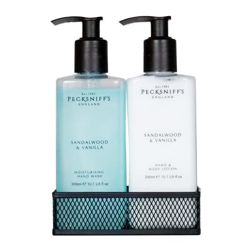 Image of Hand Wash and Lotion Set - Scented Hand and Body Cream and Liquid Soap, Natural, Revitalising, Hydrates and Moisturises for Soft Skin, Gift of Luxury (Sandalwood & Vanilla) - Pecksniff’s