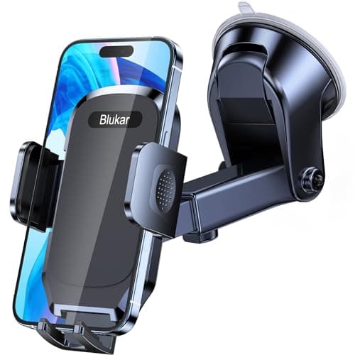 Image of Blukar Car Phone Holder, Adjustable Car Phone Mount Cradle 360° Rotation - Upgraded Strong Sticky Gel Pad for Dashboard/Windscreen - One Button Release Mobile Accessories for All 4.0''-6.7'' Phones