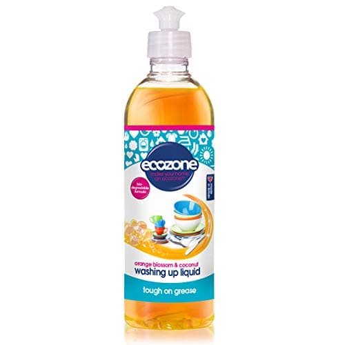 Image of EcoZone Orange & Blossom Coconut Washing Up Liquid, Tough on Grease, Gentle Dish Washing Formula made with Natural Plant-Based Ingredients, Vegan Friendly Kitchen Detergent (500ml Bottle)