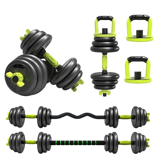 Image of Strongway® Adjustable 6 in 1 Dumbbell Straight and Curl Barbell Kettlebell Push Up Set - 20KG 30KG 40KG SETS - Weight Lifting for Home Gym Fitness (20KG SET)