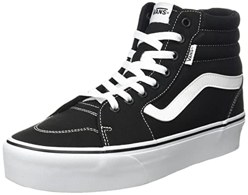 Image of Vans Women's Sneaker, Hi-Top Trainers, Canvas Black White, 3 UK