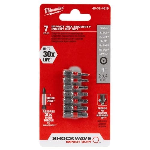 Image of Milwaukee Shockwave 7-Piece Hex Security Insert Impact Screwdriver Bit Set