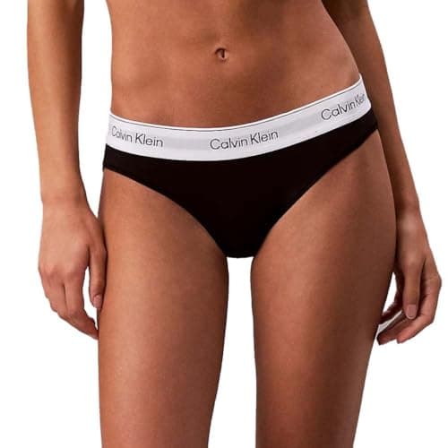 Image of Calvin Klein Women’s Bikini Briefs with Logo Waistband, Black (Black), M
