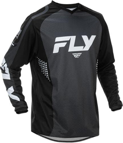 Image of Fly Racing F-16 Motocross Jersey, Lightweight Racing MX MTB BMX Riding Gear, Black/White, Large