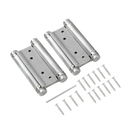 Image of KATSU Double Action Spring Hinges 3" 75mm, 1 Pair with Screws Stainless Steel Dual Swinging Door Hinges for Saloon Cafe Kitchen Internal and External Doors 54611030