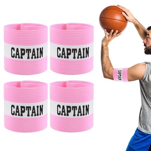 Image of 4Pcs Captain Armbands, Captain Arm Bands, Black Adjustable Soccer Captains Armband, Football Rugby Basketball Player Band for Adult Youth Soccer Volleyball Team(Pink)