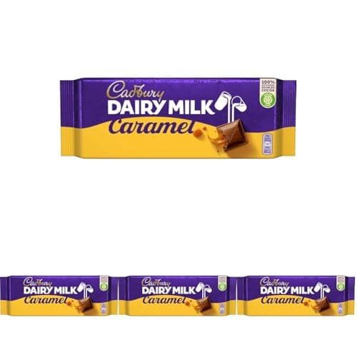 Image of Cadbury Dairy Milk Caramel Chocolate Bars, Milk Chocolate with Smooth Golden Caramel Centre, Perfect for Sharing and Gifting, 120 g (Pack of 4)