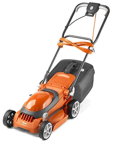 Image of Flymo EasiStore 340R Electric Rotary Lawn Mower - 34 cm Cutting Width, 35 Litre Grass Box, Close Edge Cutting, Rear Roller, Central Height Adjust , Space Saving Storage Features