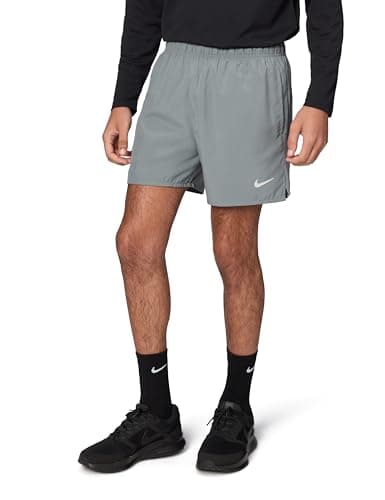 Image of Nike Men's Challenger Dri-Fit Brief-Lined Running Shorts (5" Inseam), Smoke Grey/Smoke Grey/Reflective Silver, 3X-Large Tall