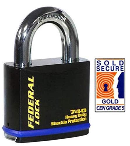 Image of Federal FD740 Ultra Secure Open Shackle Padlocks - CEN5 Rated/Sold Secure Gold (70mm Body)
