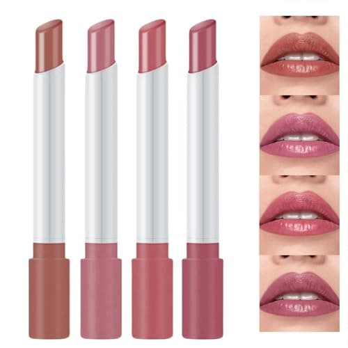 Image of 4pcs Plumping Lipstick Set,Plumping Lip Gloss Set,Tinted Lip Balm,Lip Gloss Set,Nude Lipstick Sets for Women,Lipstick Long Lasting,Waterproof Lip Stick Set,High Pigmented Lip Balm,Makeup Sets