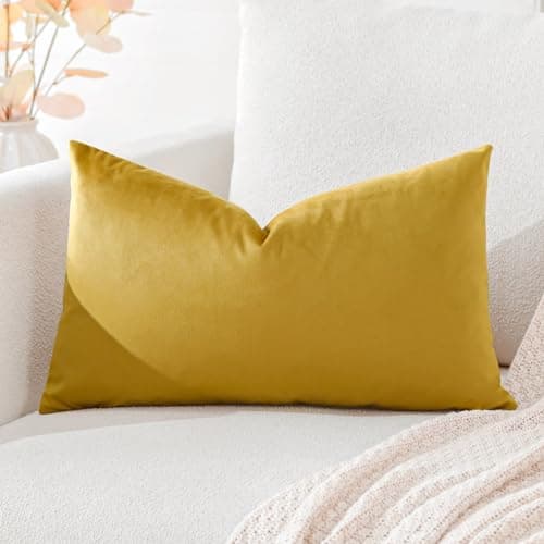 Image of Artscope Luxury Velvet Cushion Covers Super Soft Decorative Throw Pillow Covers Case Lumbar Cushion Cases for Sofa Couch Bedroom Car Decor 30x50cm Gold