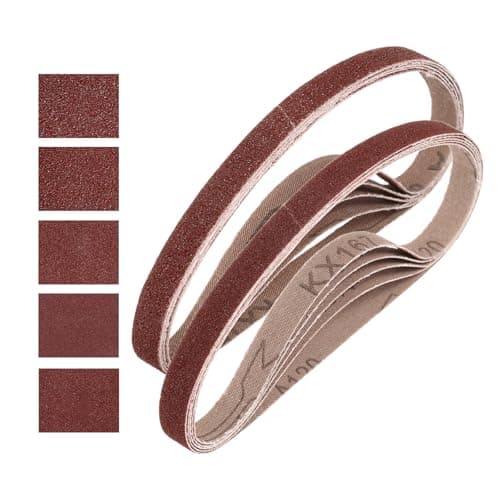 Image of sourcing map 13mm x 457mm Sanding Belts, 20 Pcs 60/80/120/180/240 Grits Aluminum Oxide Belt Sander Abrasive File Belt for Woodworking, Metal Polishing, Knife Sharpener