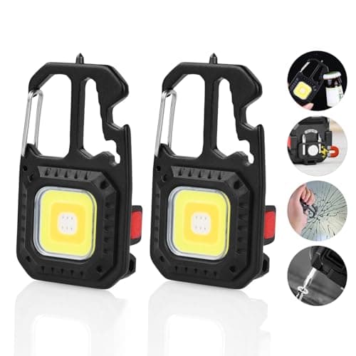 Image of URAQT Upgraded LED Keychain Flashlight, 1000 Lumens Mini LED COB Flashlight, 7 Modes USB Rechargeable Flashlight with Window Breaker, Magnet Design, Hook, Waterproof Pocket Light for Daily Use