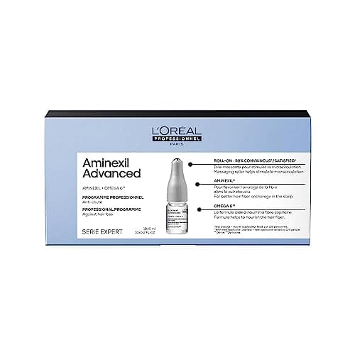 Image of L’Oréal Professionnel Advanced Dual-Action Scalp and Anti-Thinning Hair Treatment, For Denser Looking Hair with More Body, Serie Expert Aminexil, 10X6 ml