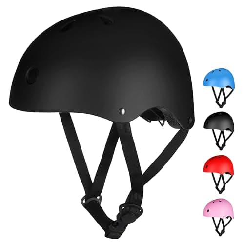 Image of Kids Helmet, Kids Bike Helmet Age 3-13, Adjustable Cycle Helmet for Boys Girls & Toddler, Lightweight Skateboard Helmet Children Safety Multi-Sport Bicycle Helmet for Cycling (Black, M:54–58 cm)
