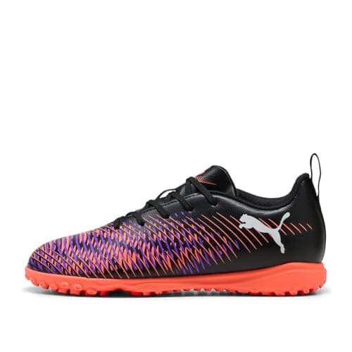 Image of PUMA Unisex Kids Future 8 Play Tt Jr Soccer Shoe, Puma Black Puma White Glowing Red, 2 UK