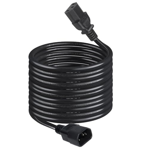 Image of IEC Power Extension Cable Kettle Male to Female UPS Lead C13 - C14 Mains 16 AWG Computer Extension Cord (IEC320C13 to IEC320C14) 5M Kettle Lead/Power Cable, Black, 5 Metre