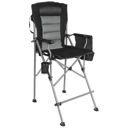 Image of REDCAMP Tall Folding Chair with Footrest, Portable Artist Makeup Chair with Storage Side Bags, High Directors Chair for Camping, Heavy Duty Supports 300 lbs(Black gray)