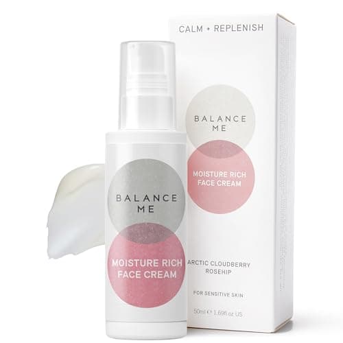 Image of Balance Me Moisture Rich Face Cream 50ml, Dry Skin Moisturiser with Rosehip for Hydrating Sensitive & Dry Skin, Supports the Appearance of Redness