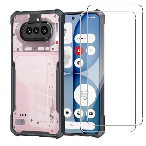 Image of KUSINHOKA Cover for Nothing Phone (4a) + 2 Pack Screen Protector,Double Layer Rugged Transparent PC Case + TPU Bumper Anti Scratch Shockproof Clear Back Designed Case For Nothing Phone (4a)