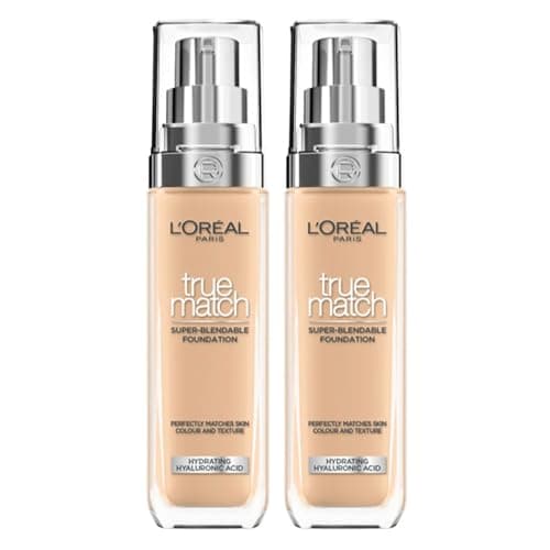 Image of L'Oreal Paris DOUBLE Foundation For Face, Skincare Infused With Hyaluronic Acid, True Match Hydrating Liquid Foundation For All Skin Tones, Spf 16, 3W Golden Beige, 30 Ml