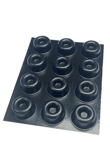 Image of 12 x Black 22.3mm x 10.1mm Self Adhesive Recessed Bumper, Rubber Feet for Furniture, Glass, Tables, Crafts - from The StickyStuff Company