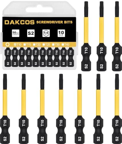 Image of DAKCOS T10 Torx Bit, Impact Driver Bits, 1/4" Screwdriver Bit Sets, 10PCS Premium S2 Alloy Steel Bits, 50mm Long