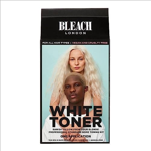 Image of Bleach London White Toner Kit - Ammonia-Free - Ideal to Neutralise Brassy Yellow for Icy Blonde Finish - Perfect for Pale Yellow Bleached Hair (Complete Kit)