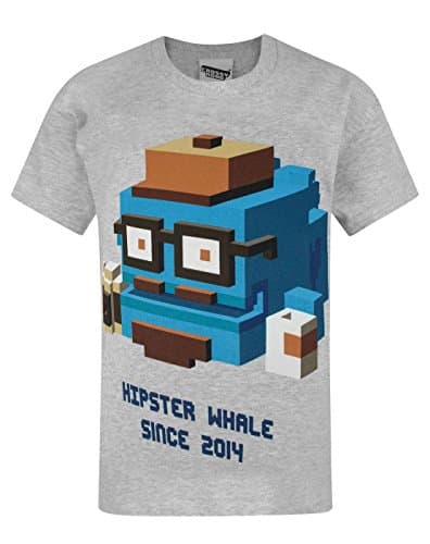 Image of Crossy Road Hipster Whale Boy's T-Shirt (5-6 Years) Grey